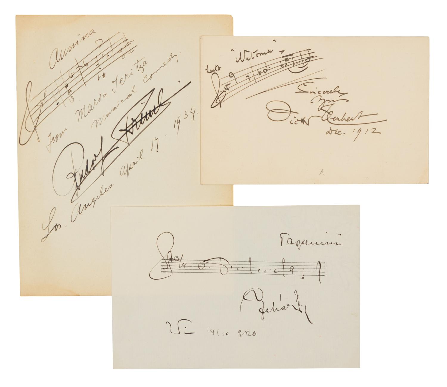 [MUSICIANS AND COMPOSERS]. A group of 3 manuscripts by musicians and composers.