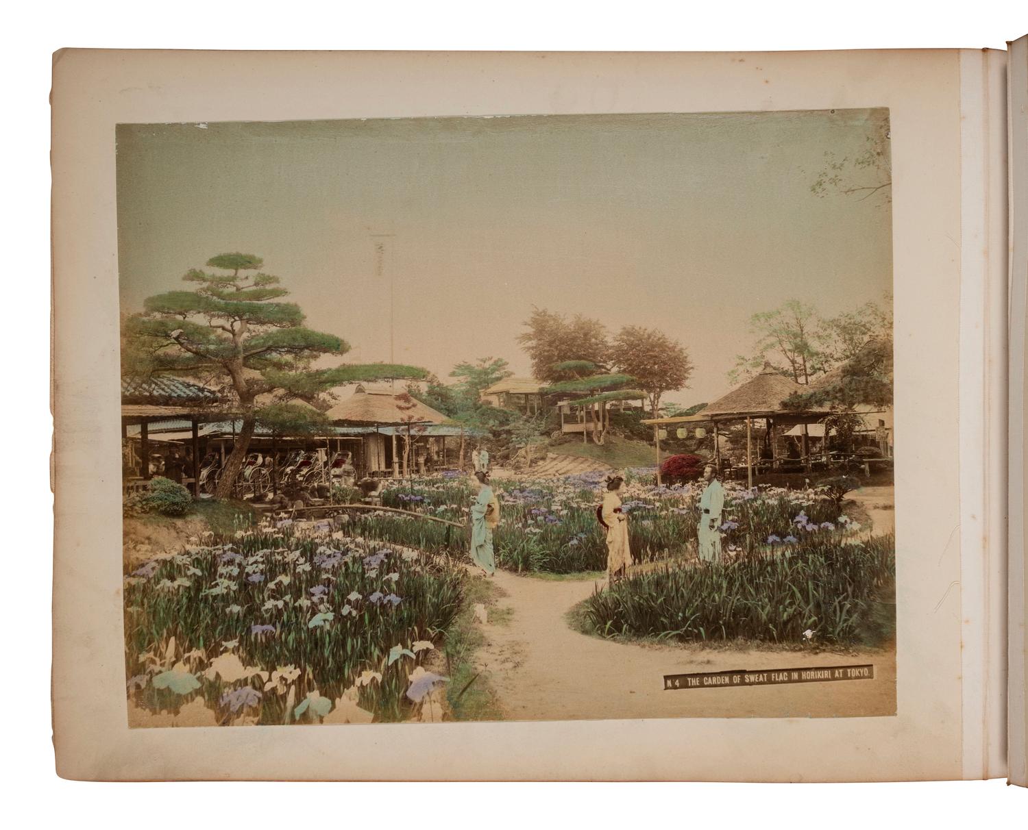 [EARLY PHOTOGRAPHY]. Album containing 50 hand-colored photographs of Japan.