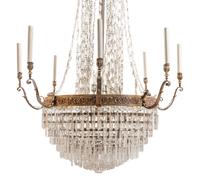 Two Large Gilt Metal and Cut Glass Chandeliers from the Embassy of Italy, Washington, D.C.