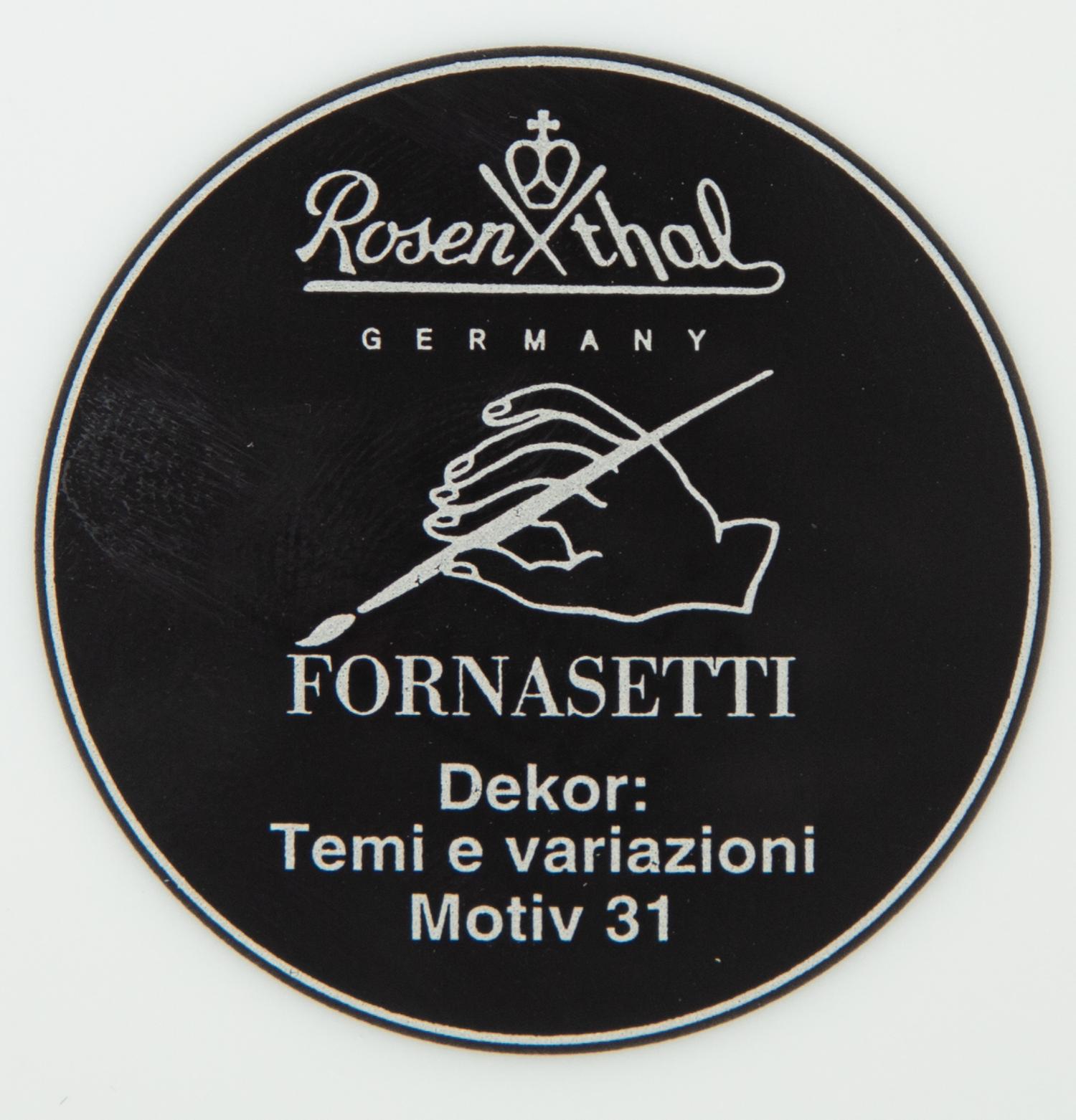 Two Porcelain Art Plates - Robert Longo Tiger Head 2 and Fornasetti Tema e Variazioni Motiv31 — 20th Century
