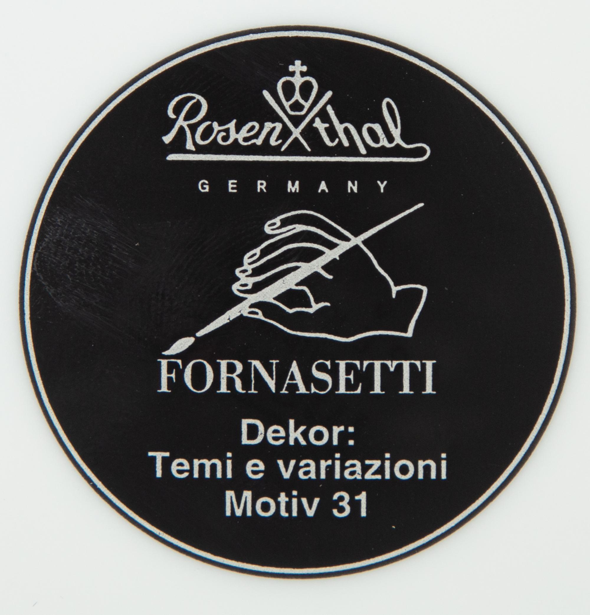Two Porcelain Art Plates - Robert Longo Tiger Head 2 and Fornasetti Tema e Variazioni Motiv31 — 20th Century