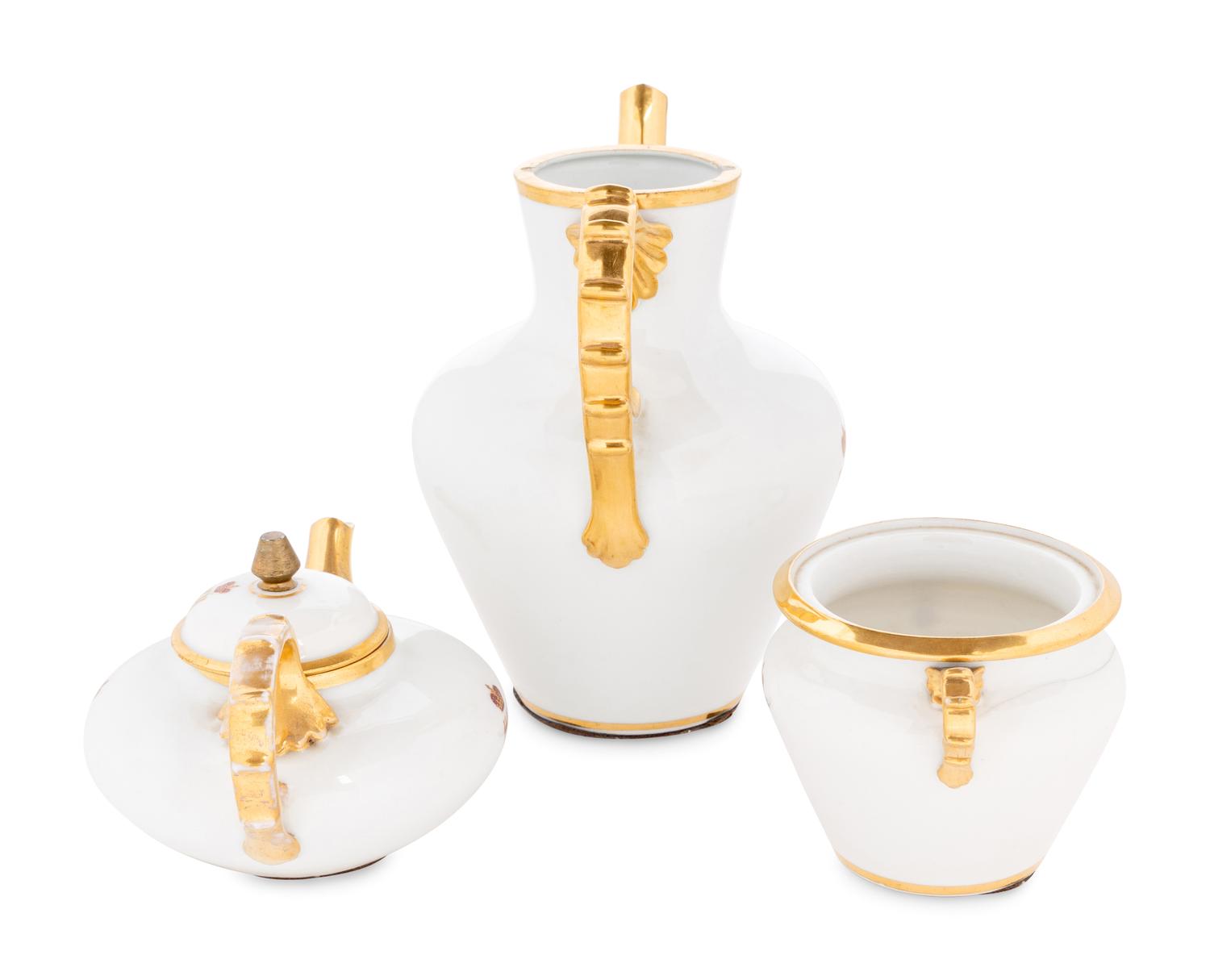 A Russian Porcelain Three-Piece Tea and Coffee Service