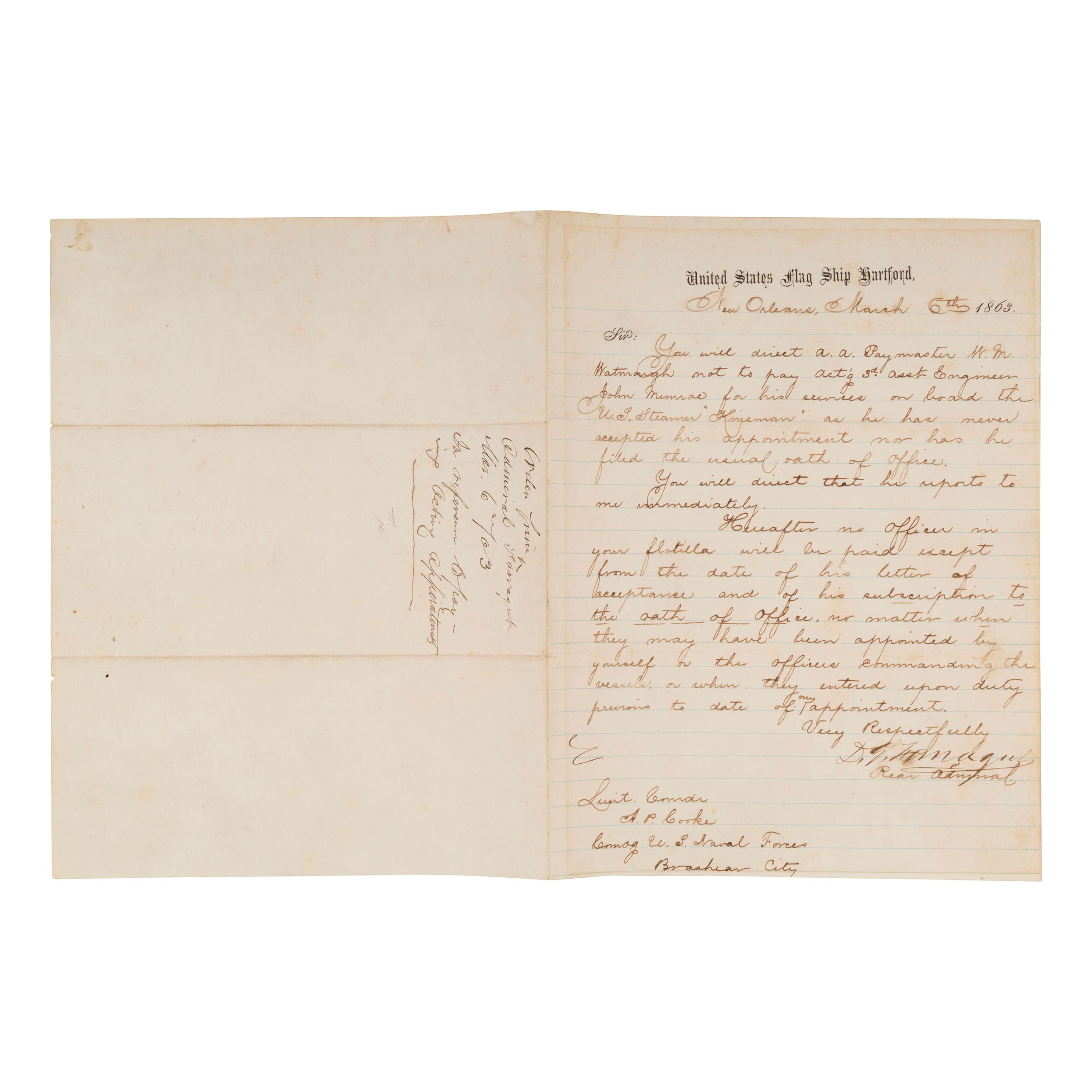 [CIVIL WAR]. A group of 3 documents with New Orleans and Louisiana interest, comprising: