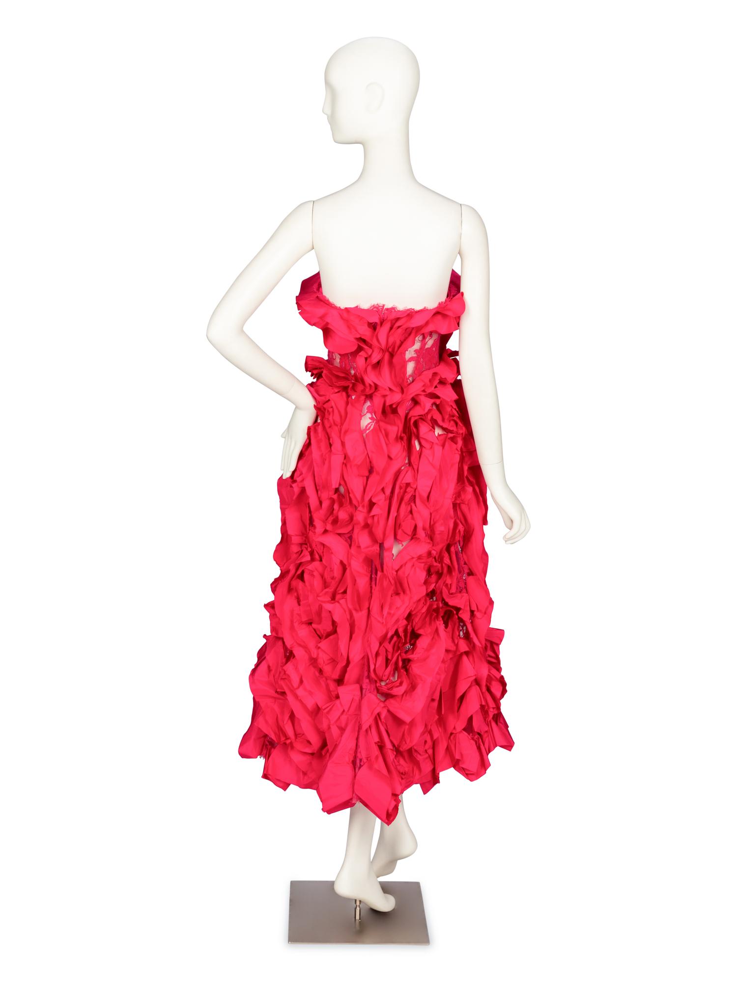 ALEXANDER MCQUEEN, TAFFETA RUFFLE DRESS