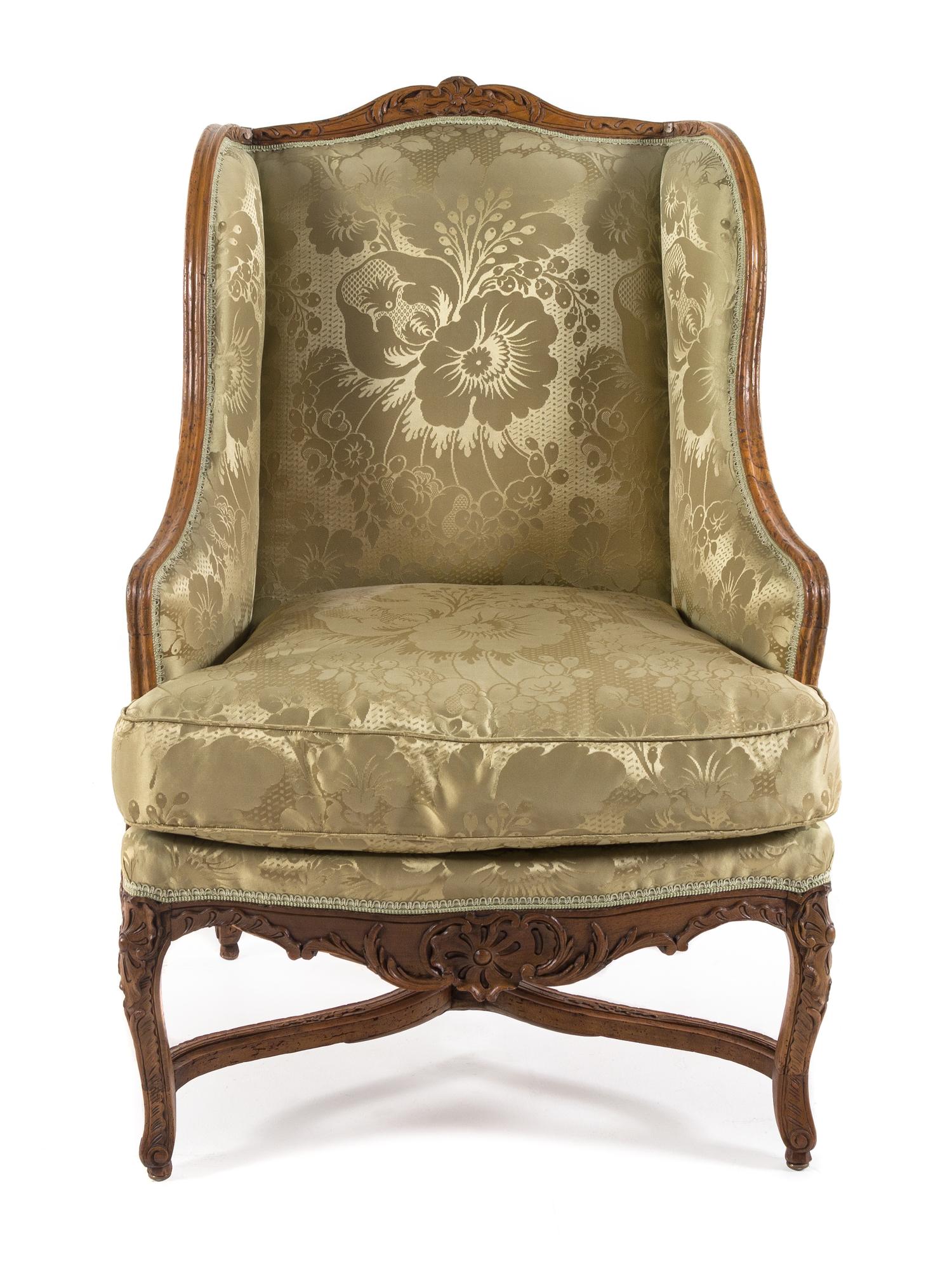 A Regence Beechwood Bergere a Oreilles Height 42 inches. — FIRST QUARTER 18TH CENTURY