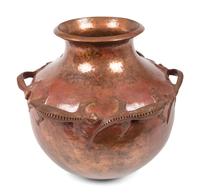 Hammered Copper Olla, with Lizards
