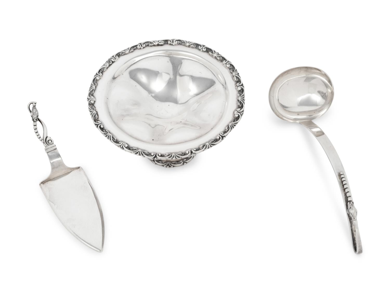A Group of Three Mexican Silver Table Articles