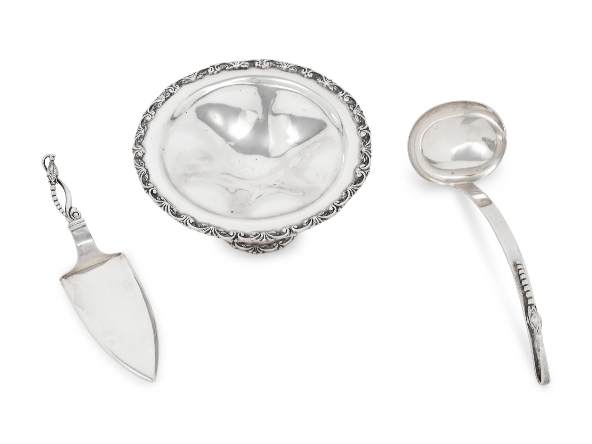 A Group of Three Mexican Silver Table Articles