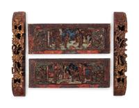 A Group of Four Carved Chinese Panels