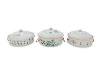 Three Chinese Famille Rose Porcelain Covered Pots