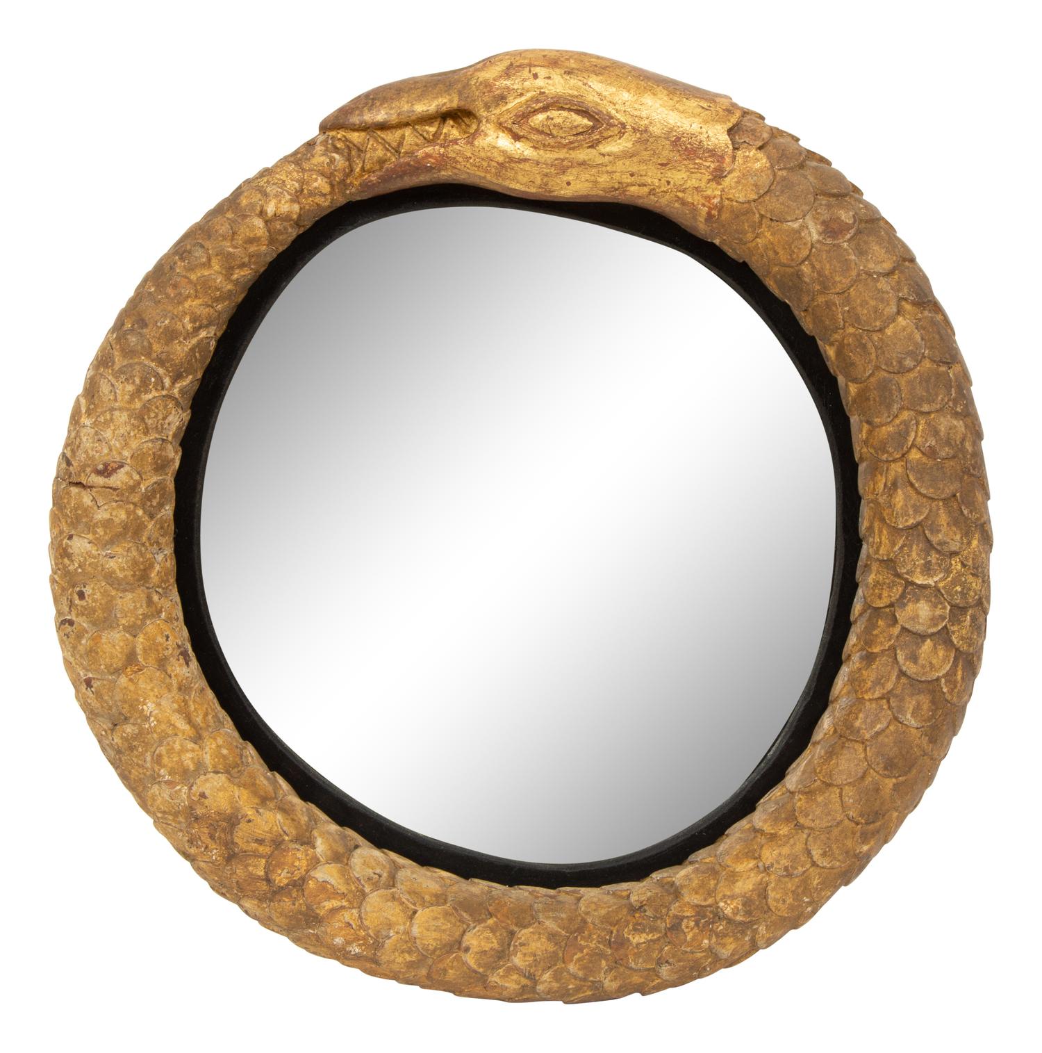 A Pair of Giltwood Snake Motif Mirrors