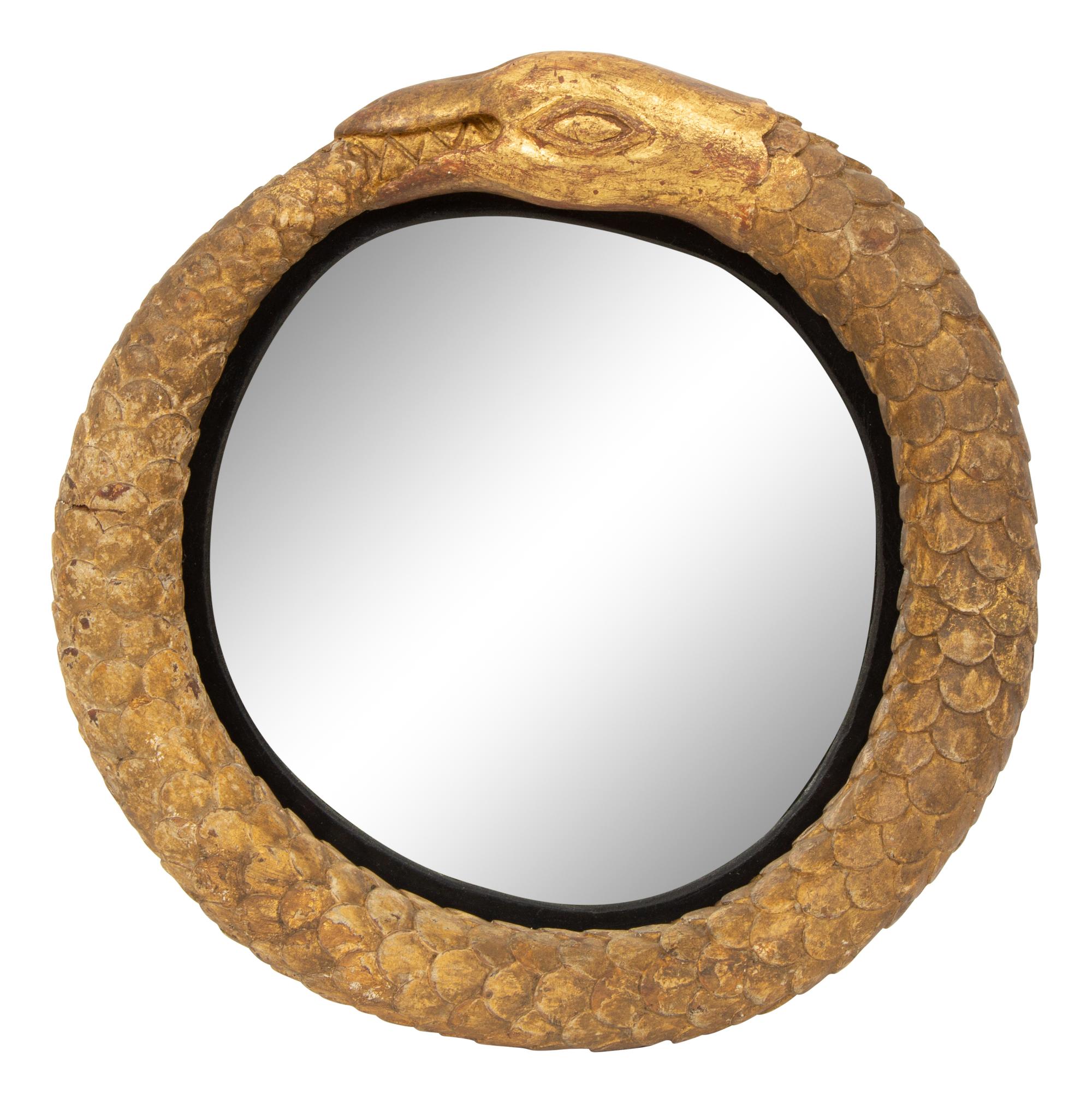 A Pair of Giltwood Snake Motif Mirrors