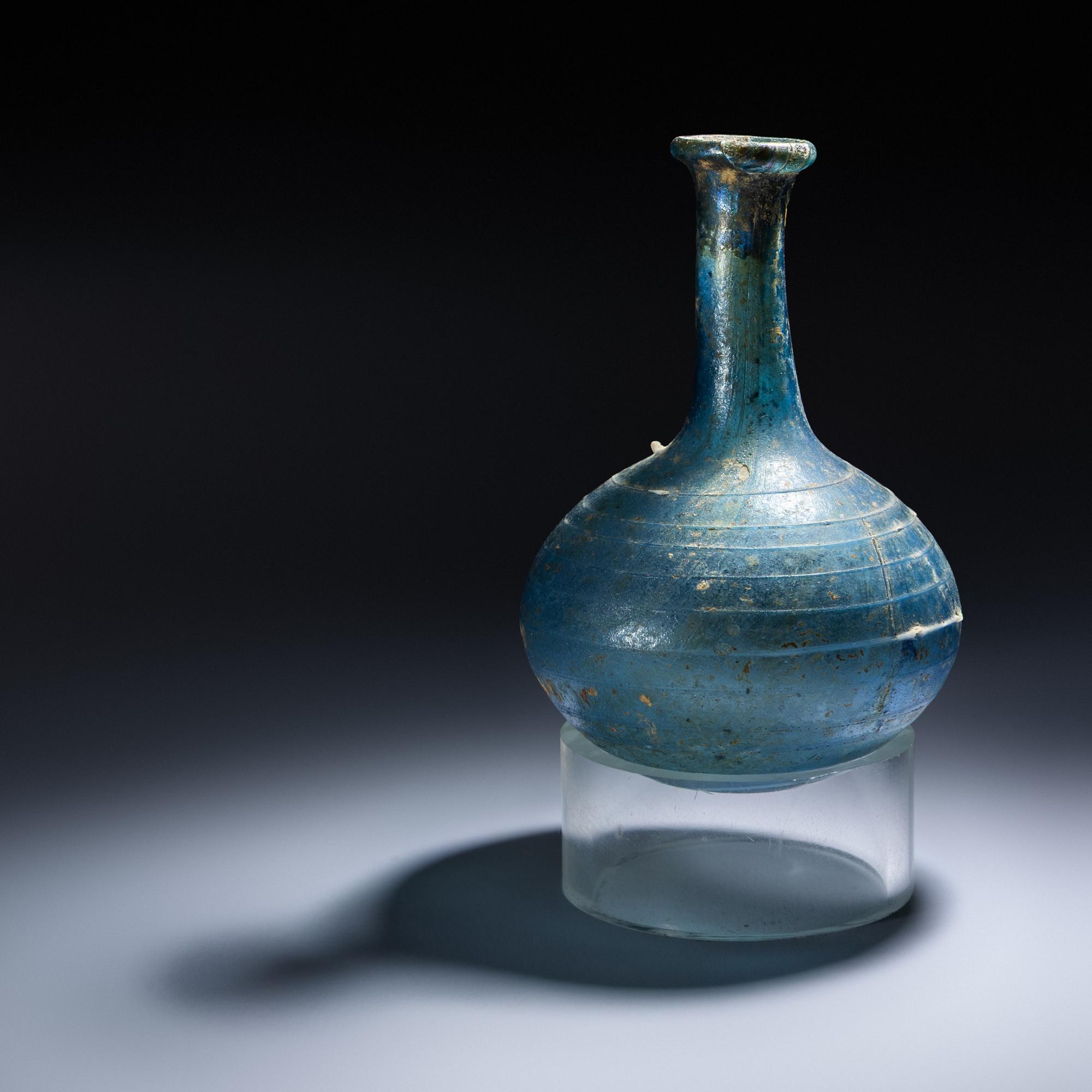 A Roman Blue Glass Bottle
