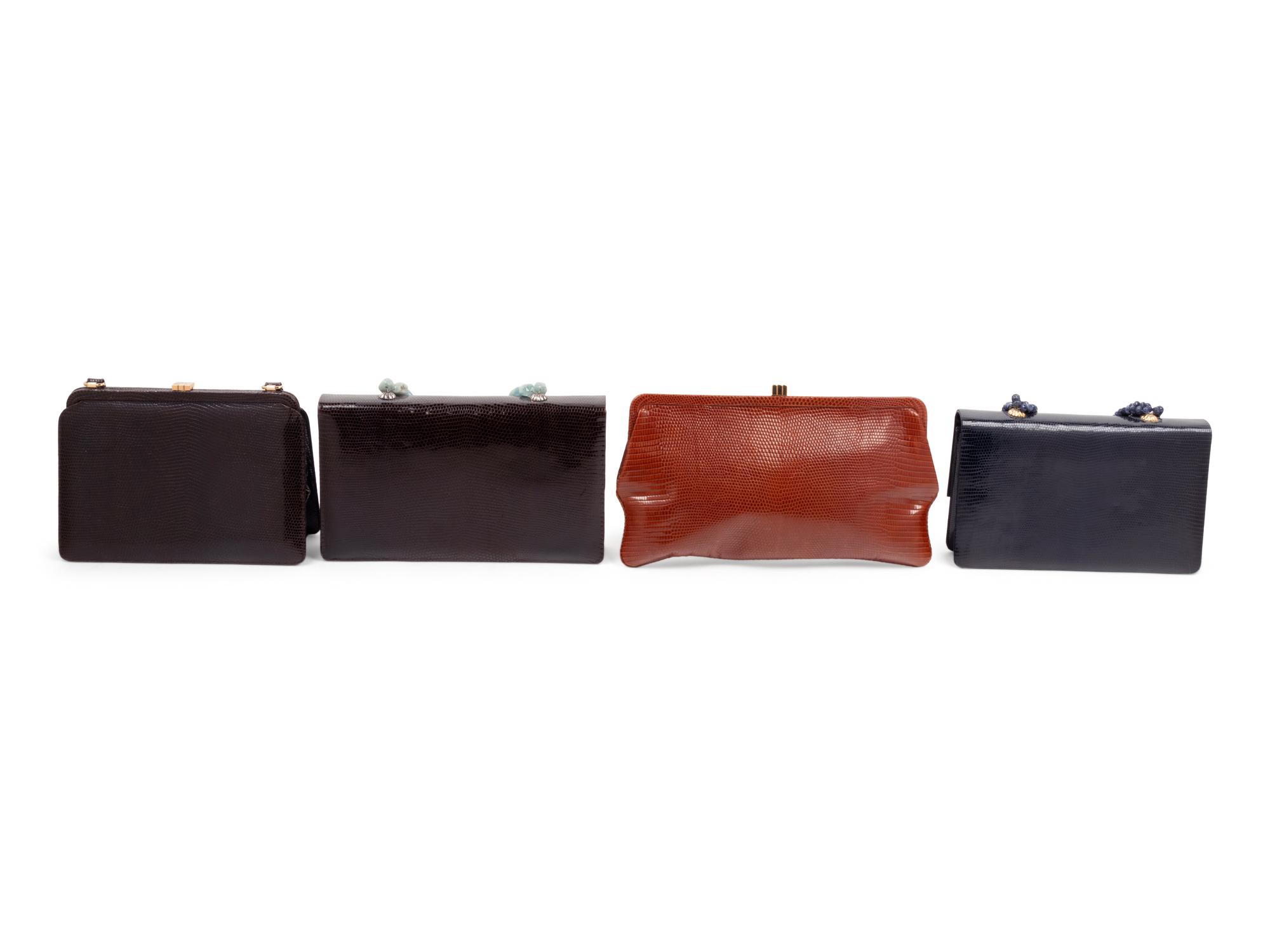 Four Lizard Skin Bags: Two Lambertson Truex, Two Darby Scott