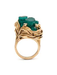 BRUTALIST, SYNTHETIC EMERALD AND DIAMOND RING
