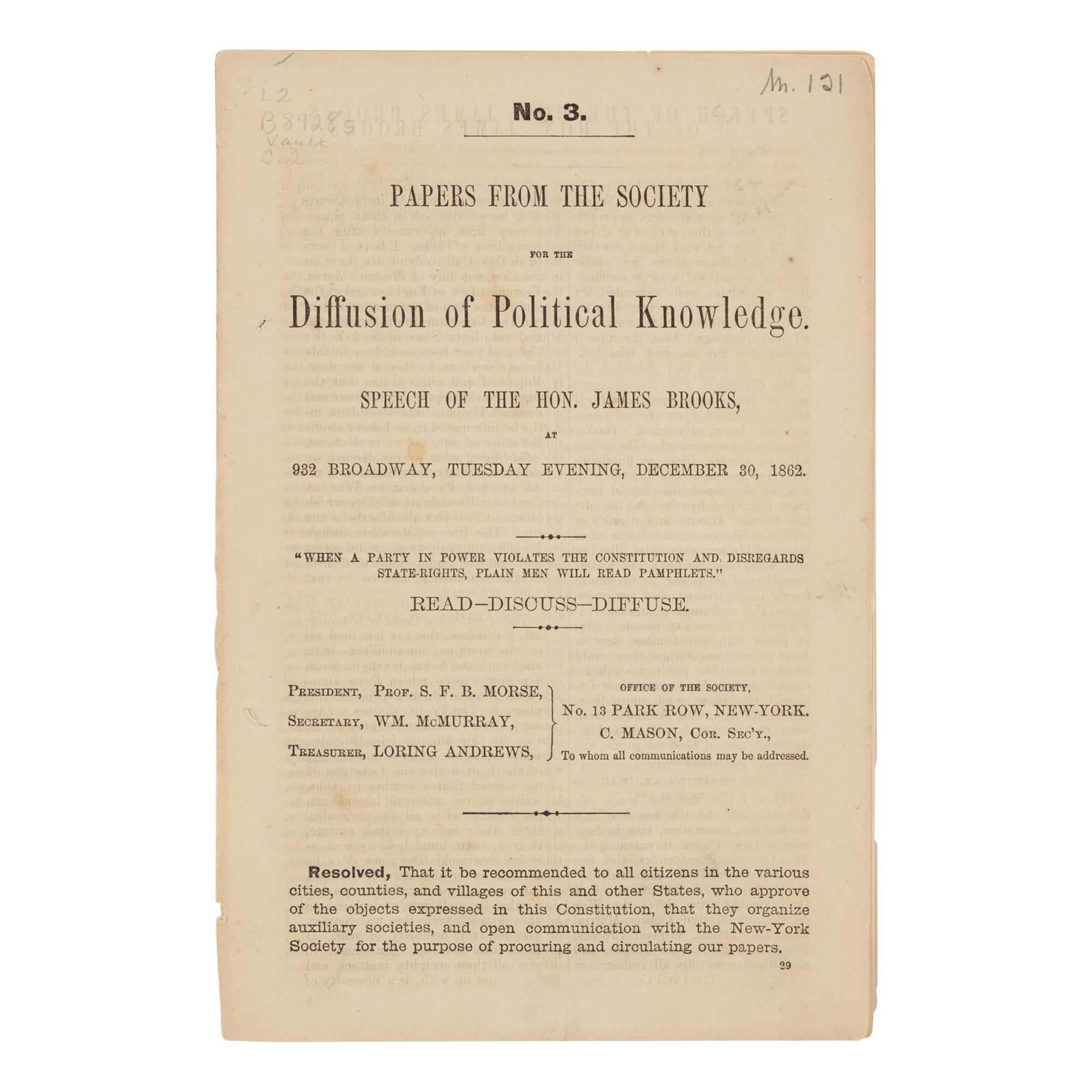 [PRO & ANTI-LINCOLN CAMPAIGN]. A group of 10 pamphlets, comprising: