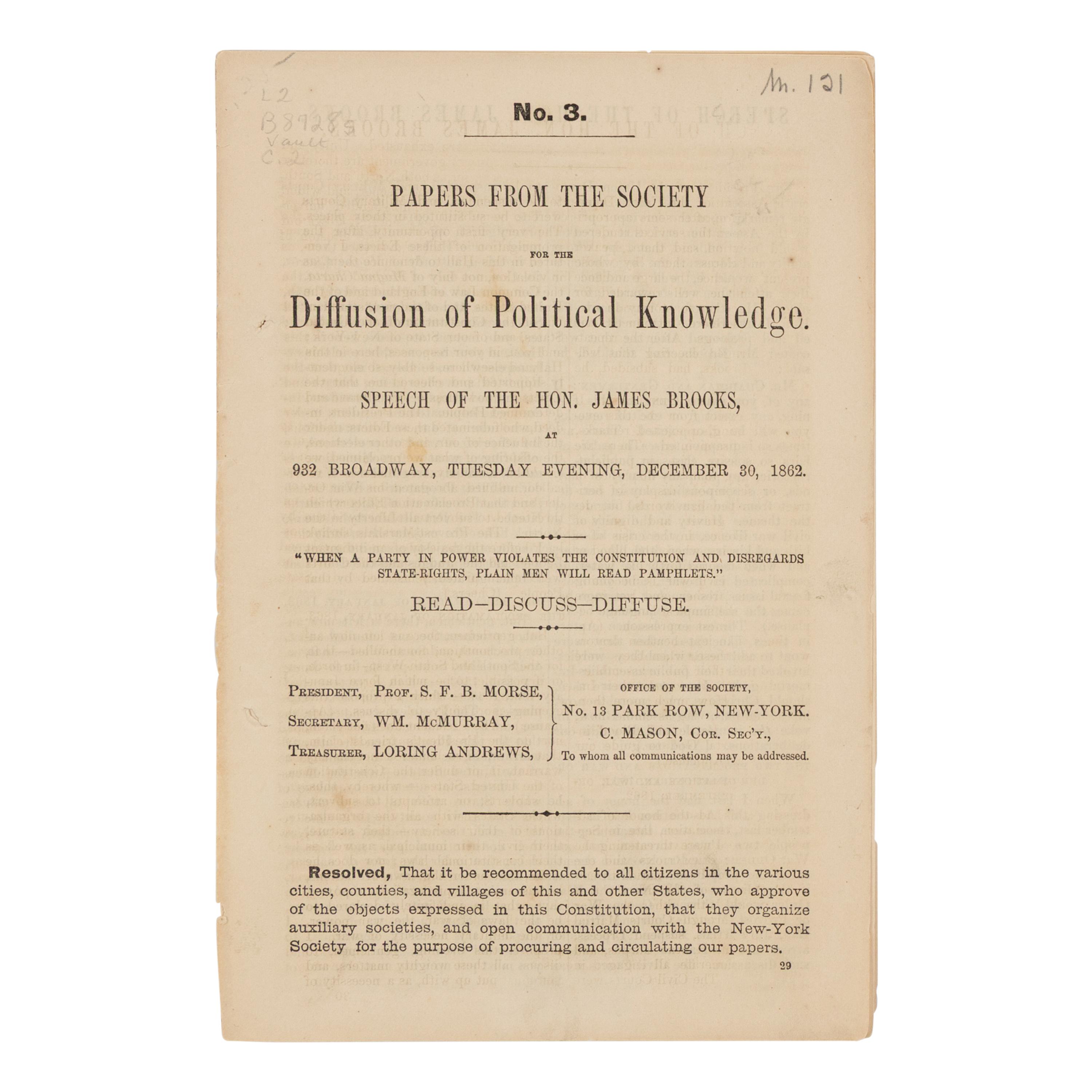 [PRO & ANTI-LINCOLN CAMPAIGN]. A group of 10 pamphlets, comprising: