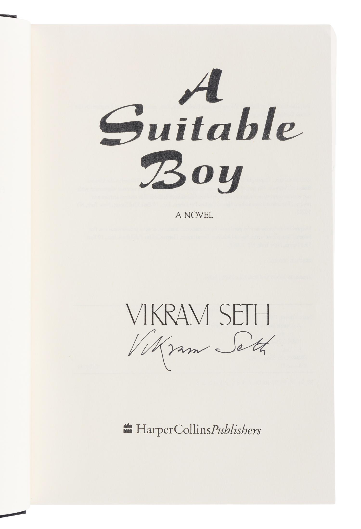 SETH, Vikram (b. 1952). A group of 3 FIRST AMERICAN EDITIONS by Seth, ALL SIGNED, comprising: