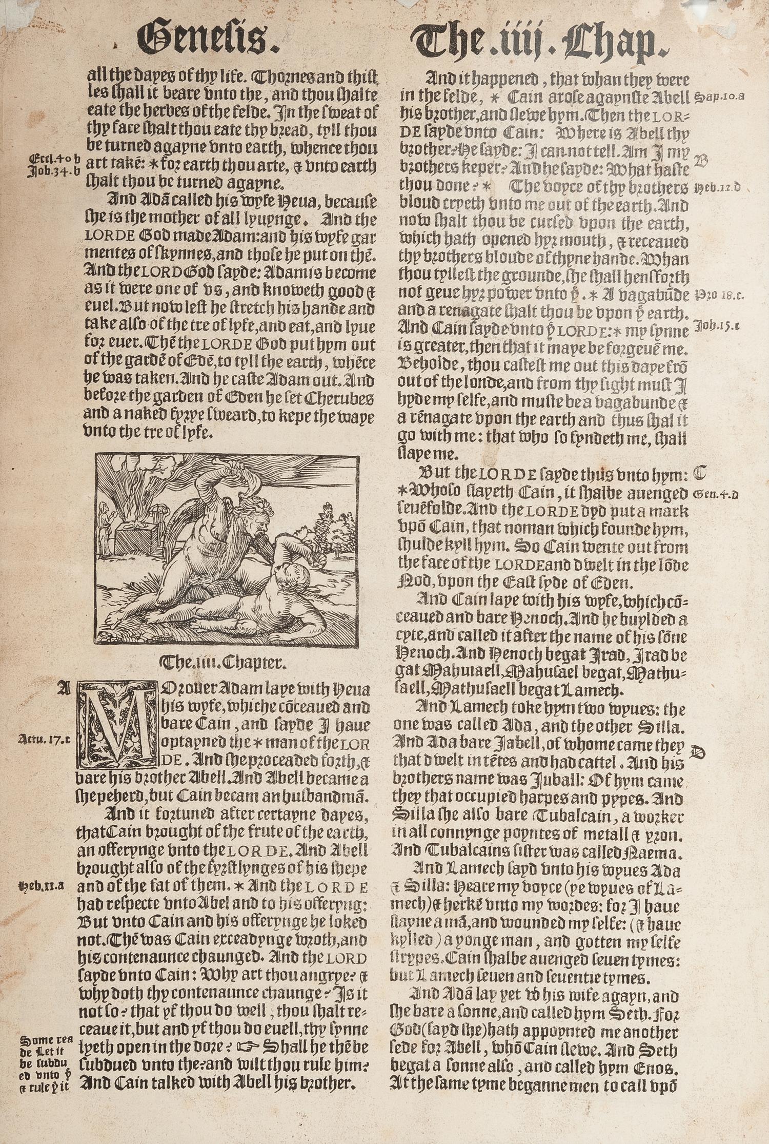 [BIBLE LEAVES - ENGLISH - 16TH CENTURY]. A group of 9 Bible leaves in English, comprising:
