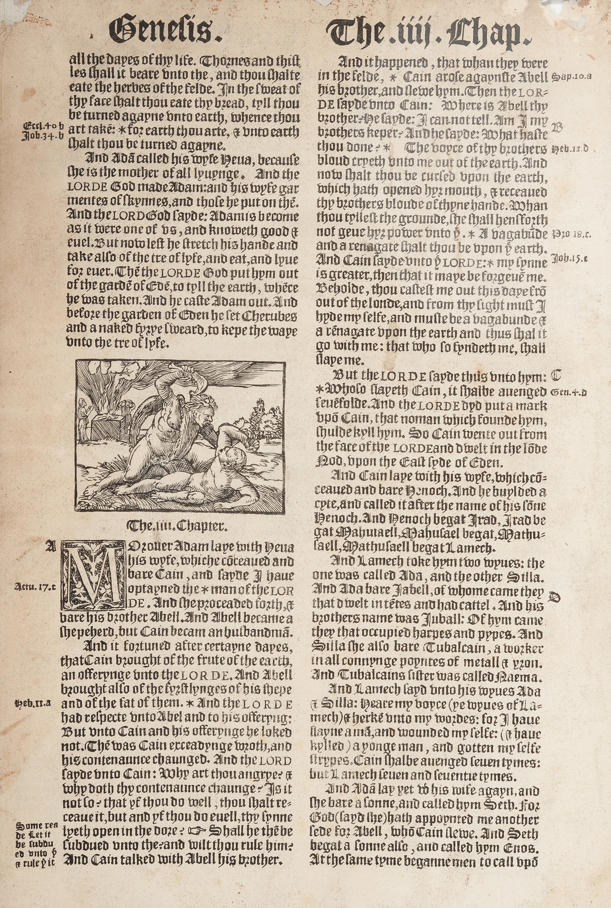 [BIBLE LEAVES - ENGLISH - 16TH CENTURY]. A group of 9 Bible leaves in English, comprising: