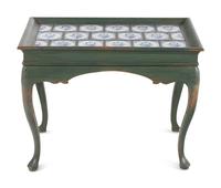 A Queen Anne Style Painted Tile Top Tea Table