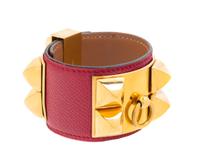 An Hermes Red Collier de Chien Cuff, 8" x 1.5".