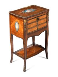 A Louis XV Style Chiffonier with Porcelain Inset Plaques