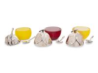 Three Buccellati Silver-Mounted Glass Jam Jars