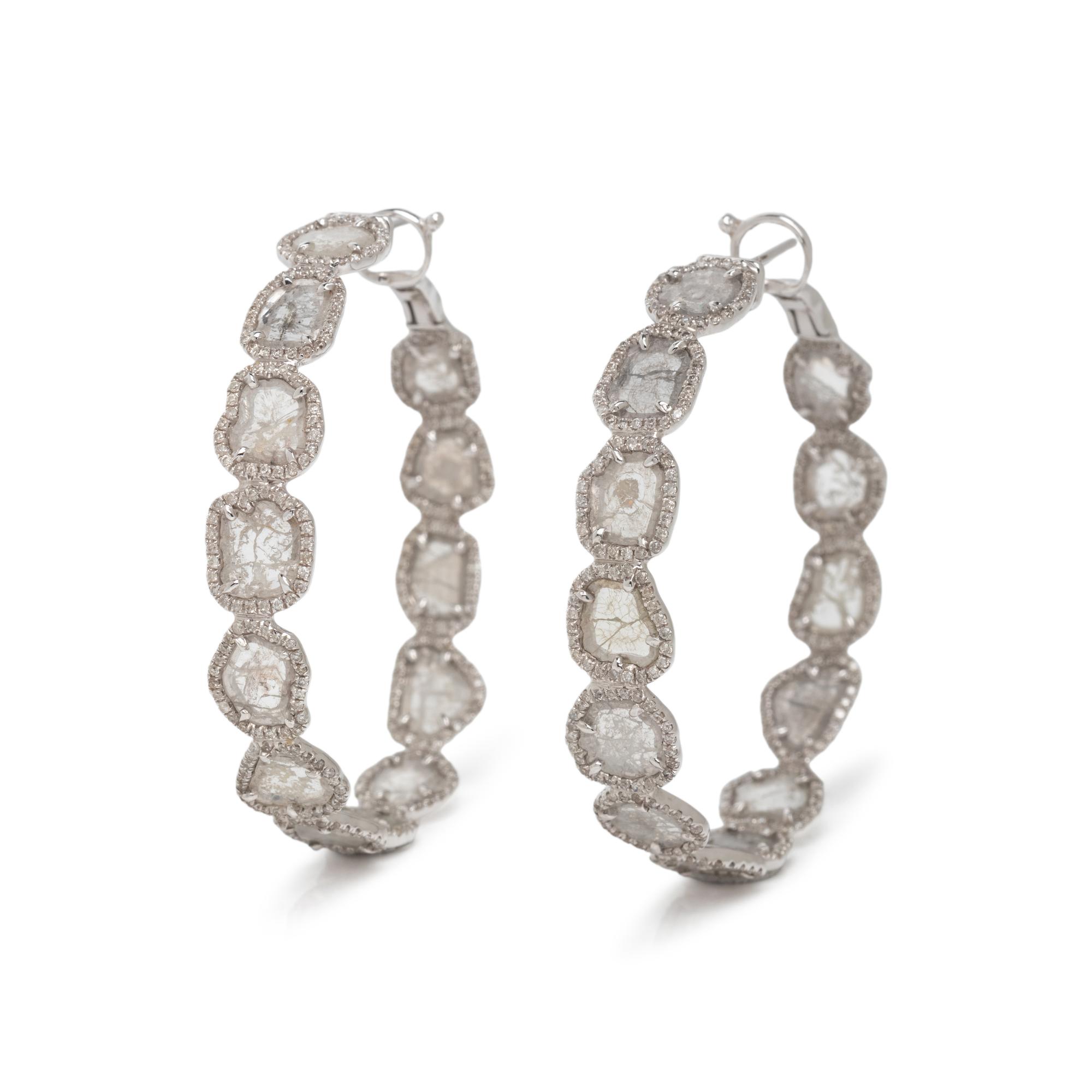 DIAMOND SLICE HOOP EARRINGS