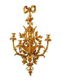 A Set of Four Louis XVI Style Gilt Bronze Five-Light Sconces