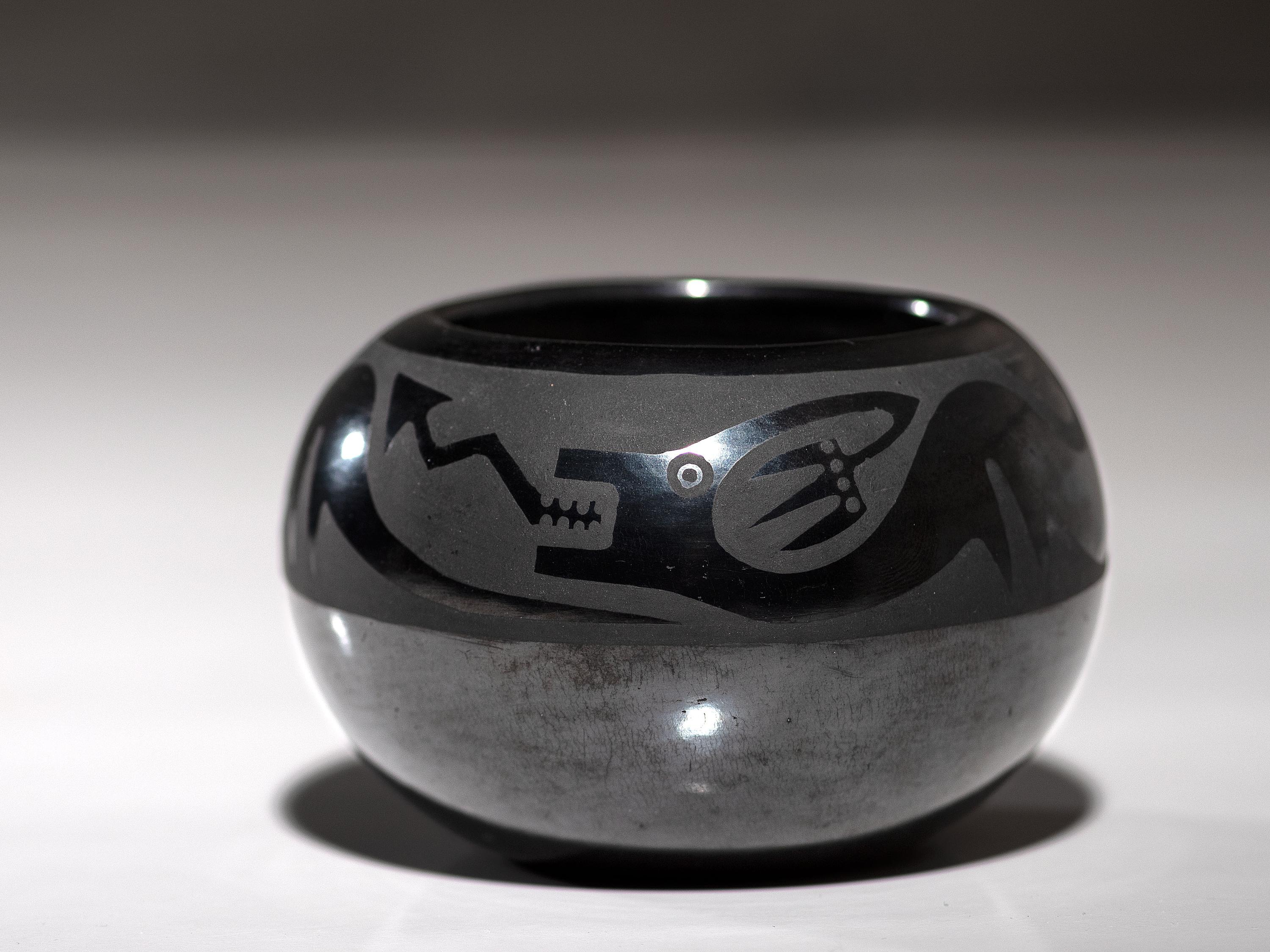 Blackware Pottery Jar, with Avanyu August 1965