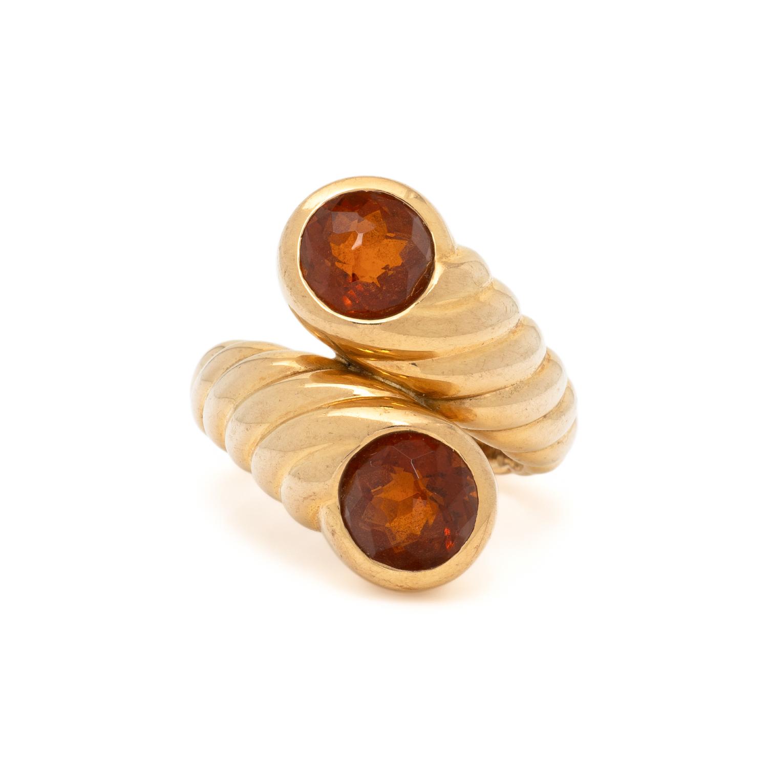 VERDURA, CITRINE AND YELLOW GOLD BYPASS RING