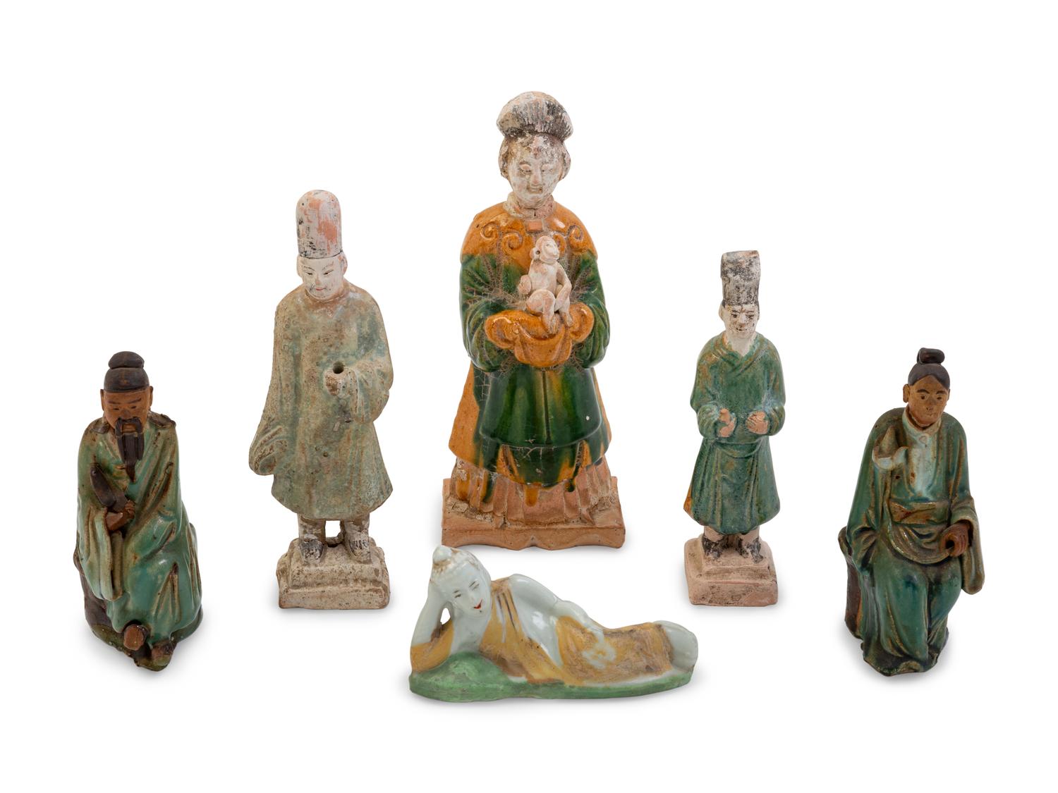 A Group of Six Chinese Pottery Figures