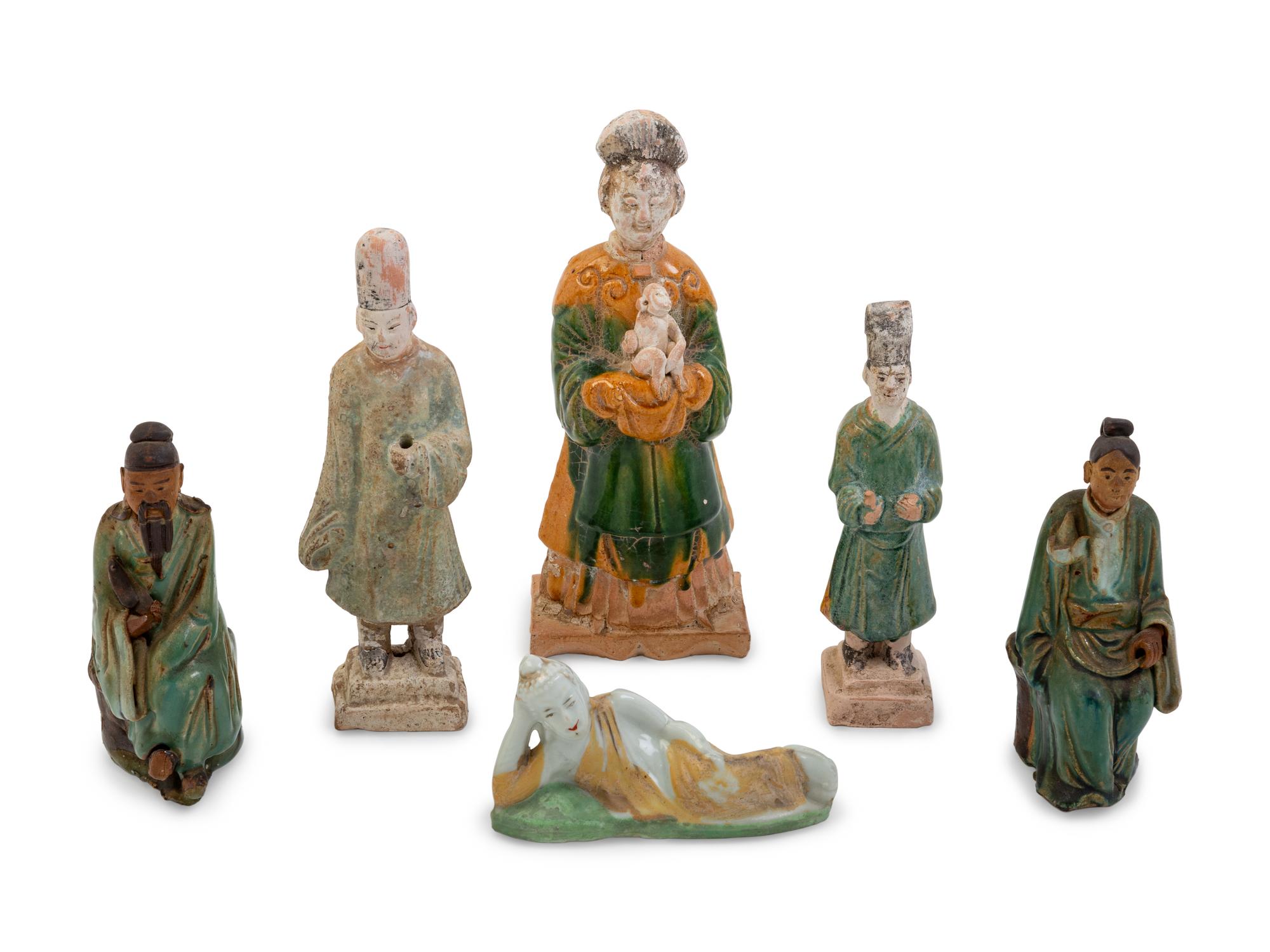 A Group of Six Chinese Pottery Figures