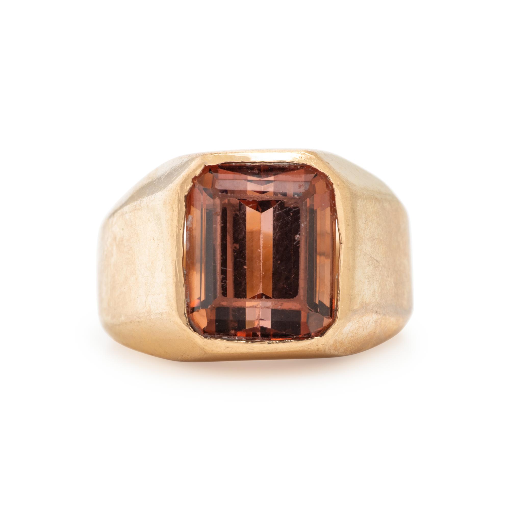 Pink Tourmaline and Yellow Gold Ring