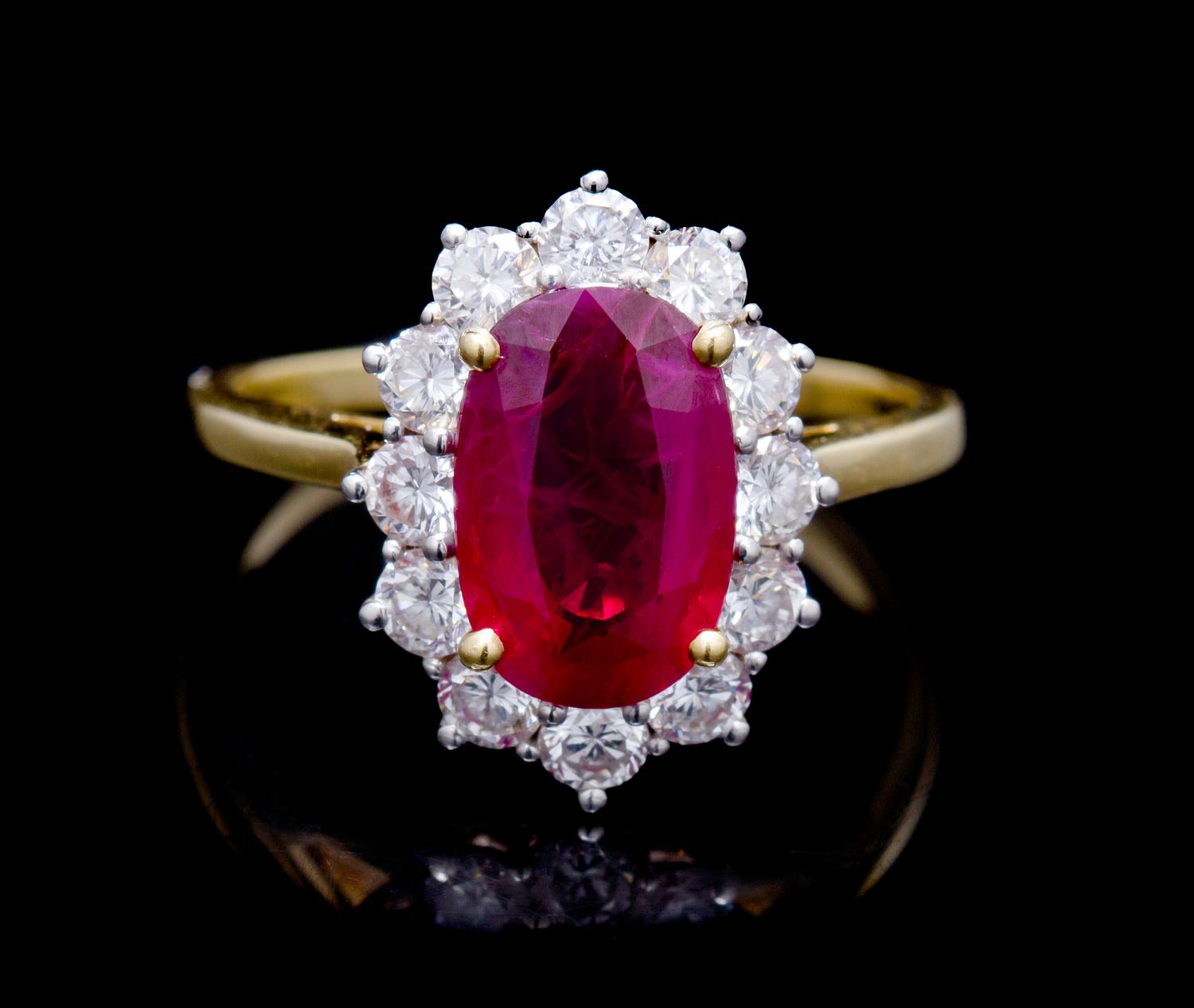A Yellow Gold, Platinum, Ruby and Diamond Ring, 3.90 dwts.