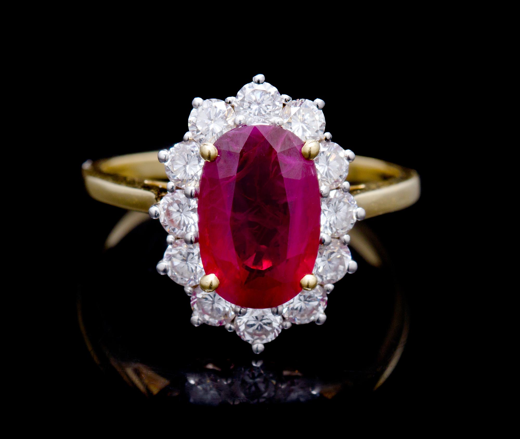 A Yellow Gold, Platinum, Ruby and Diamond Ring, 3.90 dwts.