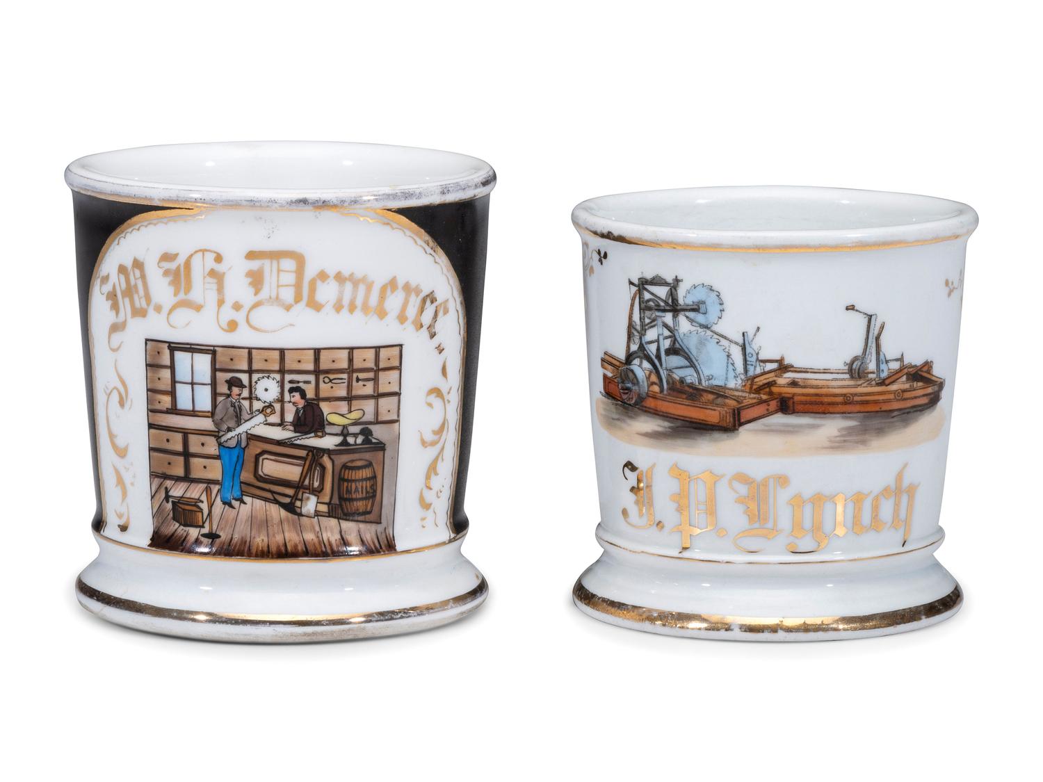 Two Sawyer's Porcelain Occupational Shaving Mugs
