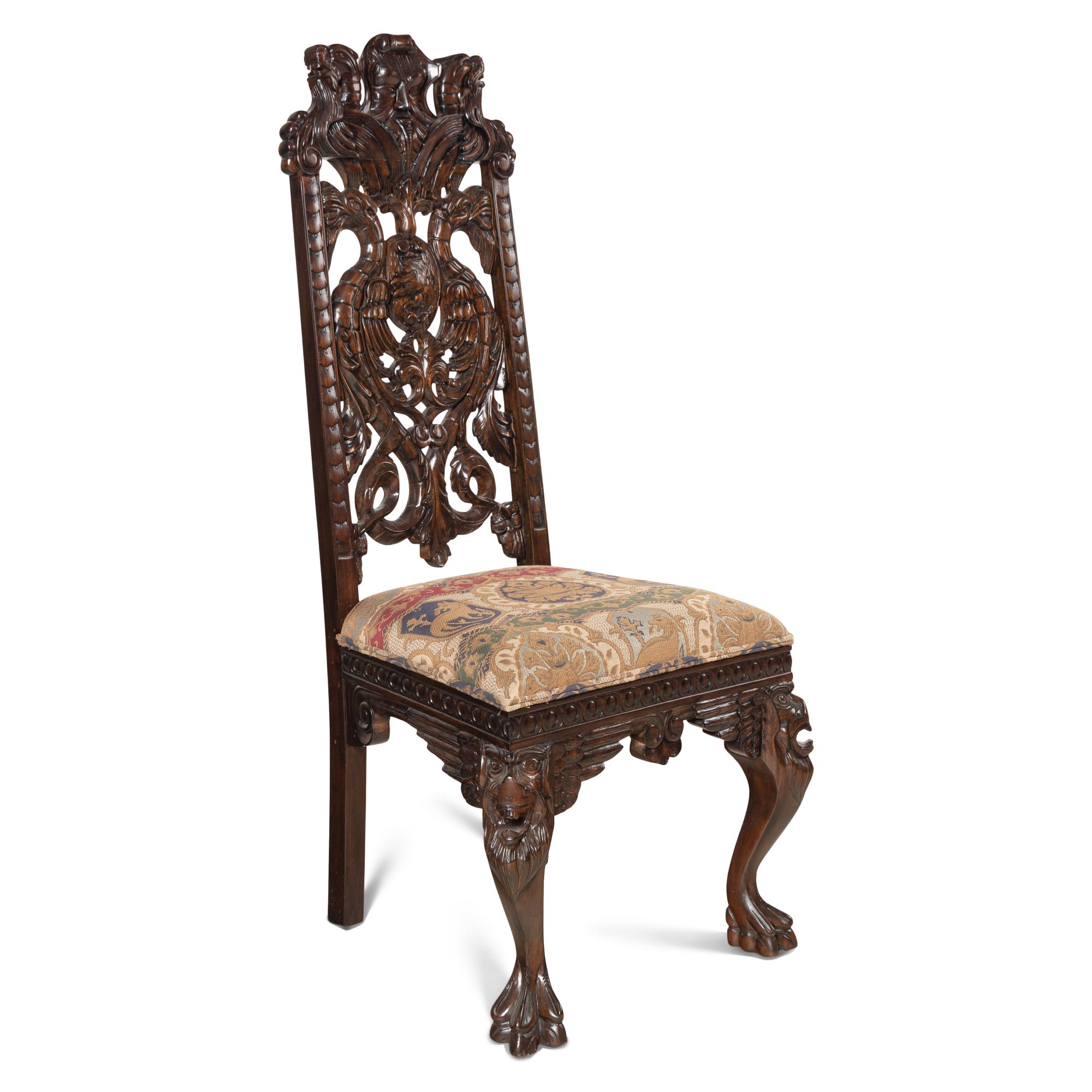 A Renaissance Style Carved Walnut Side Chair