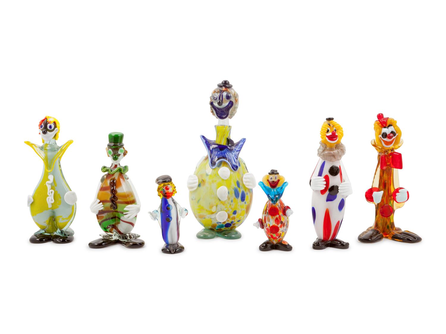 Seven Venetian Glass Clown Figures