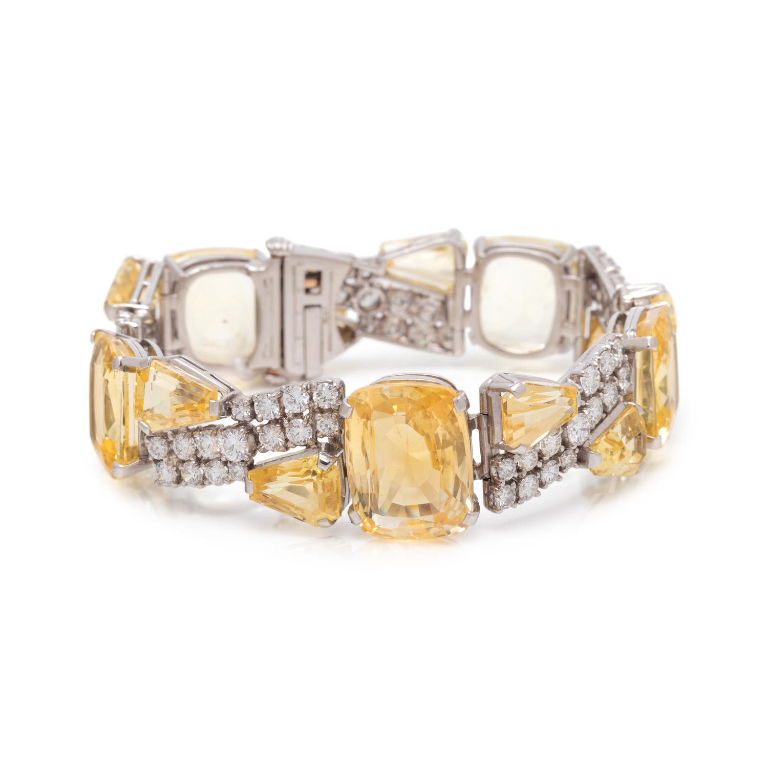 OSCAR HEYMAN & BROTHERS, YELLOW SAPPHIRE AND DIAMOND BRACELET