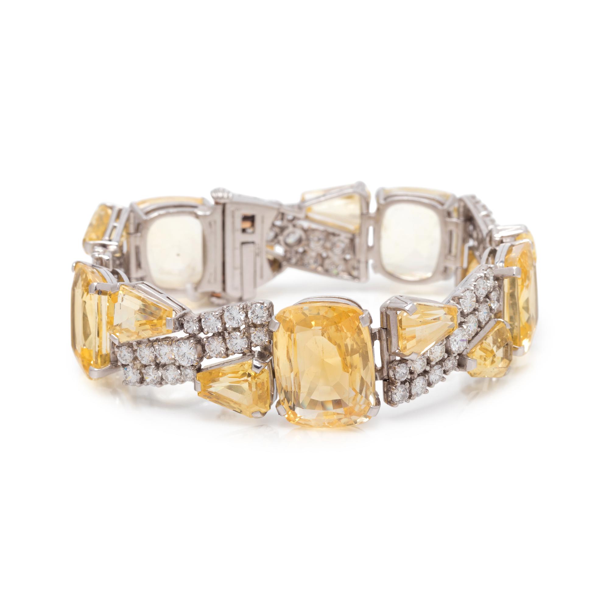 OSCAR HEYMAN & BROTHERS, YELLOW SAPPHIRE AND DIAMOND BRACELET