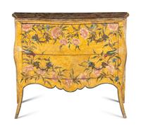 A Continental Painted Faux Marble-Top Commode