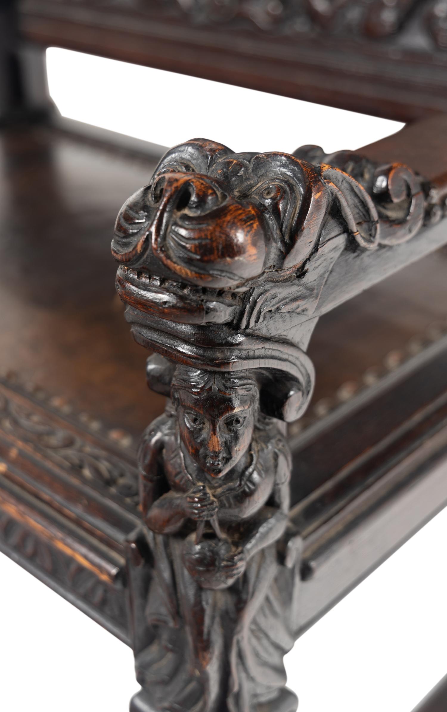A William and Mary Style Carved Walnut Armchair