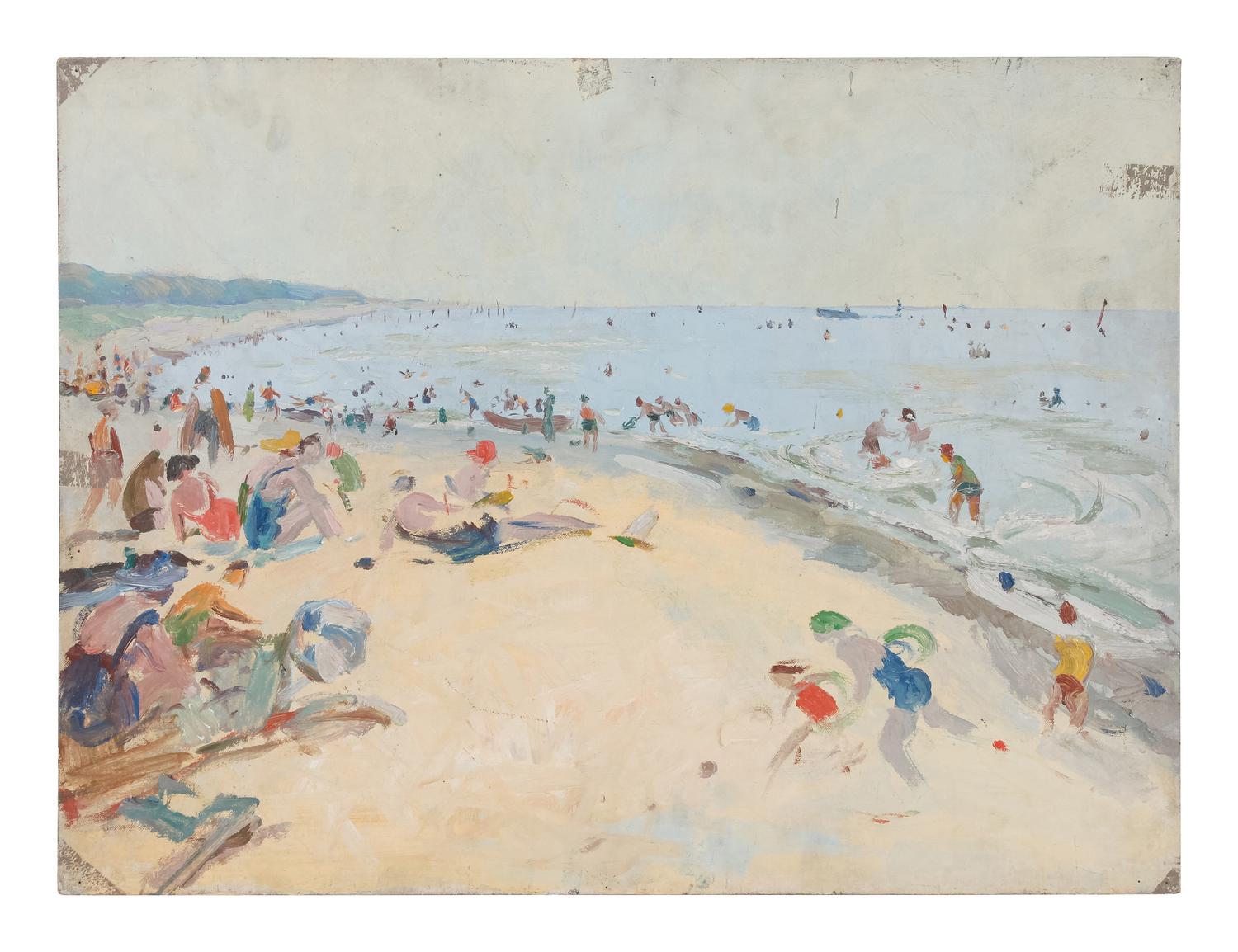 Beach Scene (verso: Town Scene)