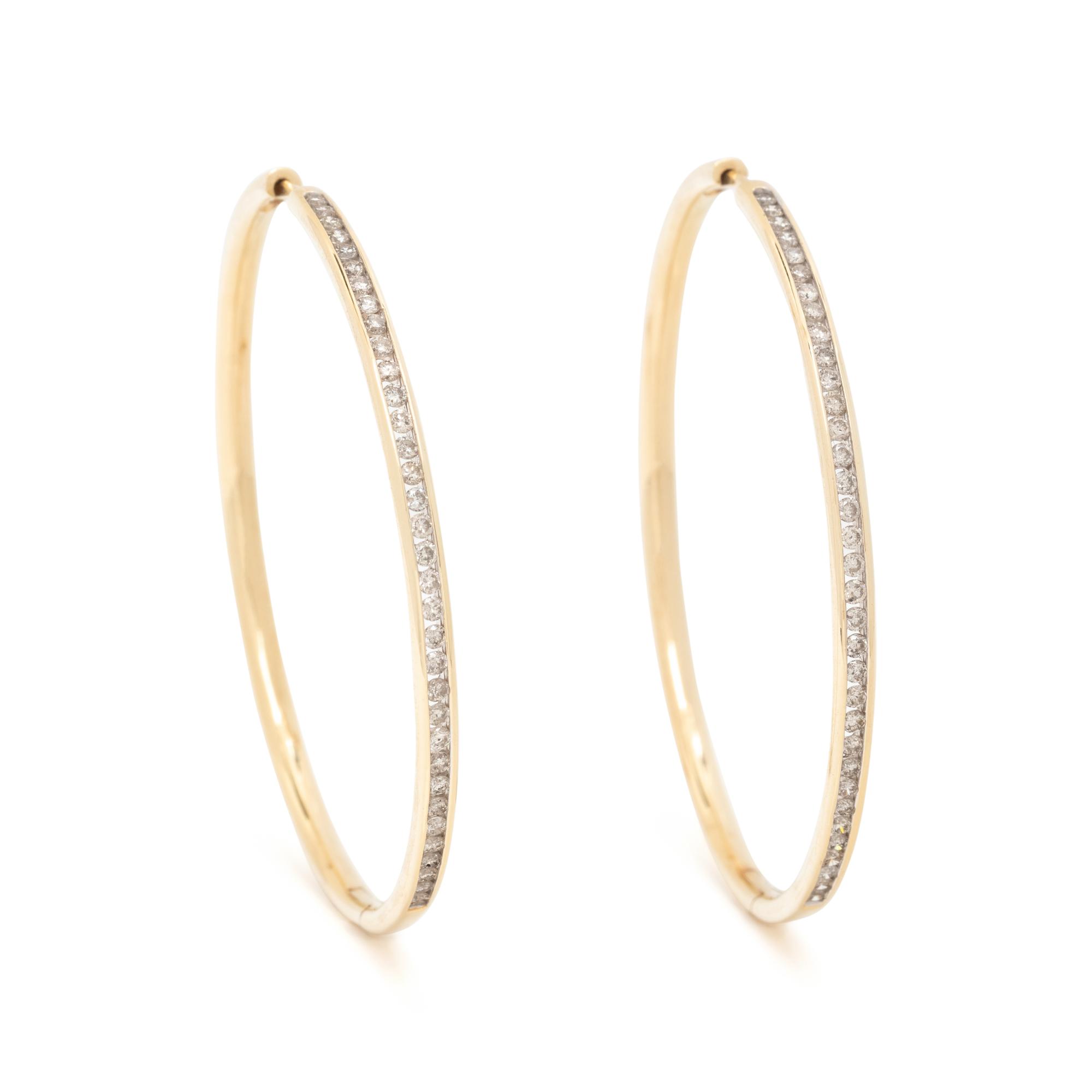 YELLOW GOLD AND DIAMOND HOOP EARRINGS