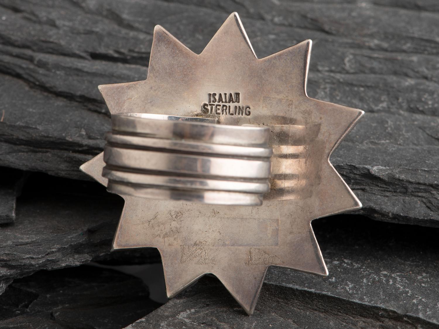 Sterling Silver and Kingman Turquoise Sunburst Ring