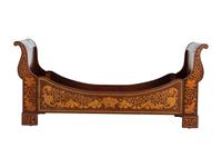 A Dutch Mahogany and Marquetry Sleigh Bed