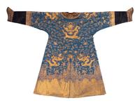 A Blue Ground Embroidered Silk Dragon Robe, Jifu