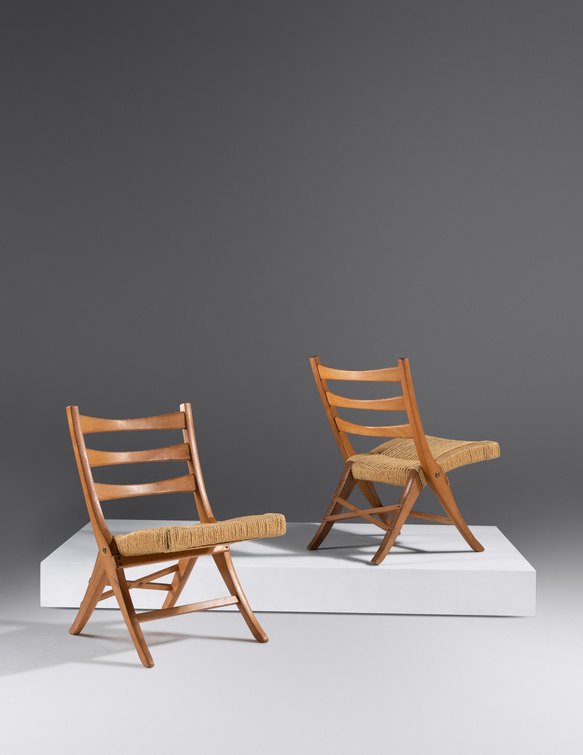 Pair of Folding Lounge Chairs Ditta Guglielmo Pecorini & C, Italy